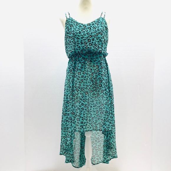 Forever 21 Turquoise Leopard Print Hi-low Dress - Picture 1 of 6